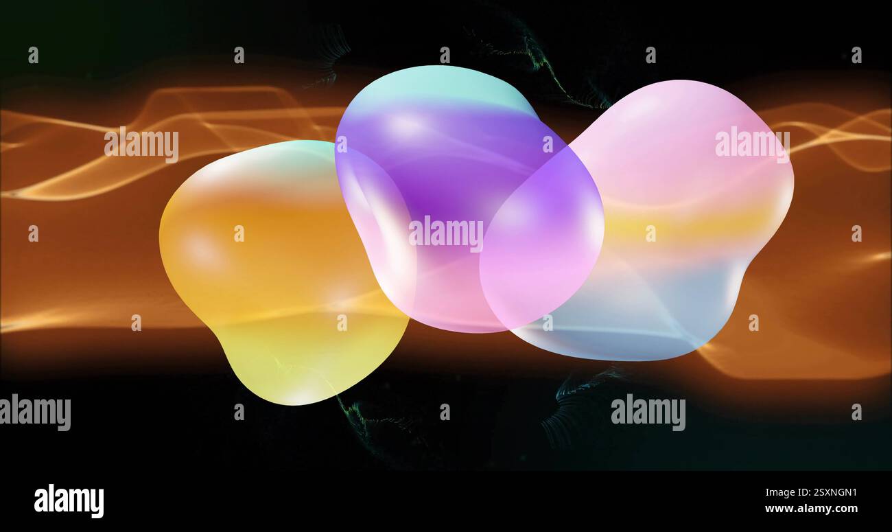 Image de formes abstraites colorées sur fond orange et noir dynamique Banque D'Images
