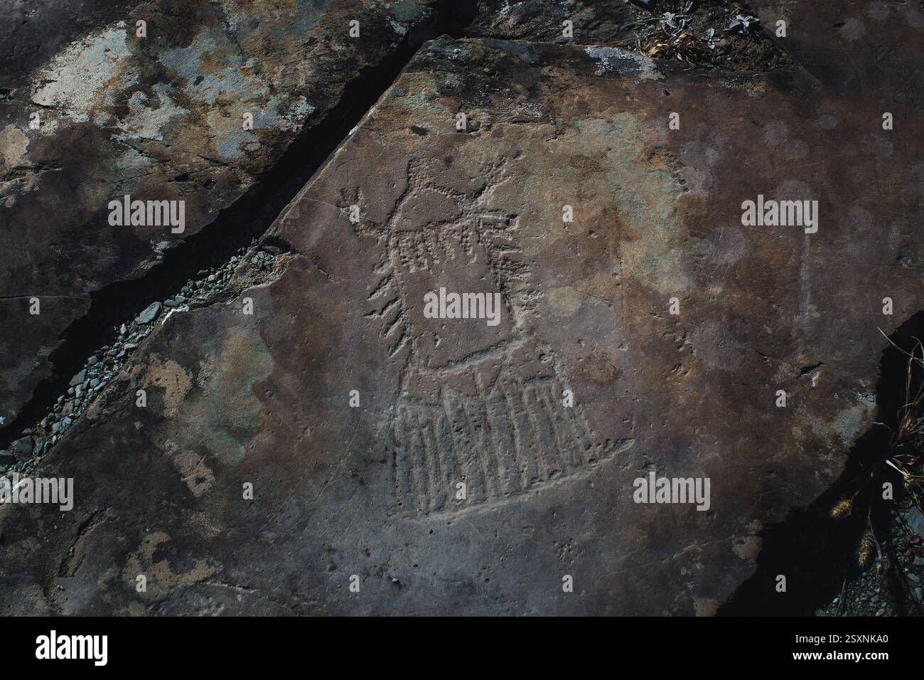 Pétroglyphes sur les rochers dans la République de l'Altaï, mettant en valeur les anciens remplacés Banque D'Images
