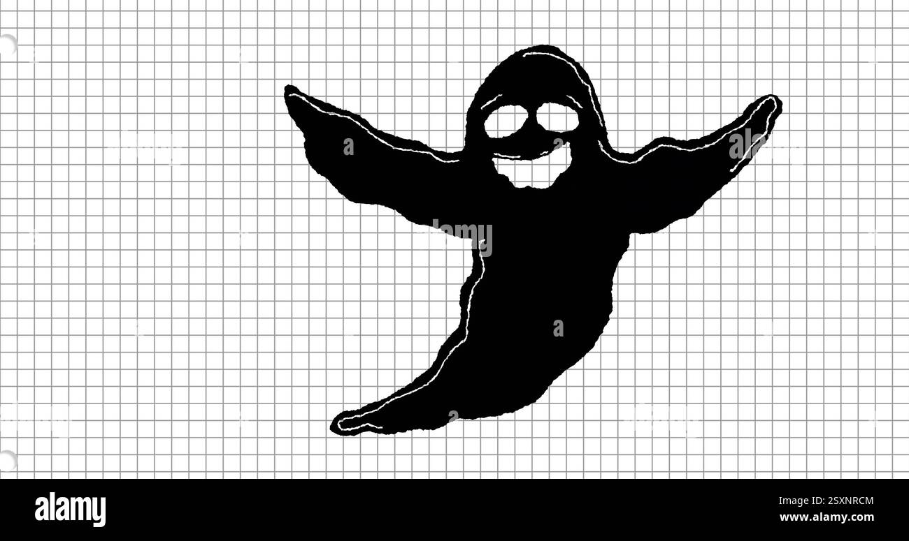 Figure fantomatique avec bras tendus sur l'image de fond de grille Banque D'Images