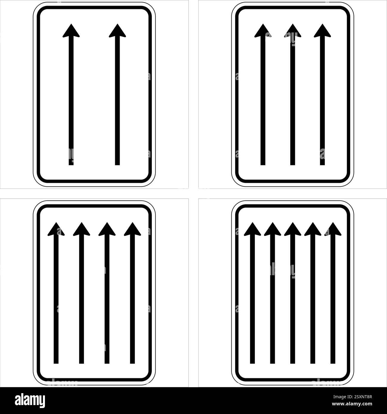 Quatre panneaux de signalisation différents indiquant le nombre de voies autorisées pour la conduite en ligne droite. Illustration de Vecteur