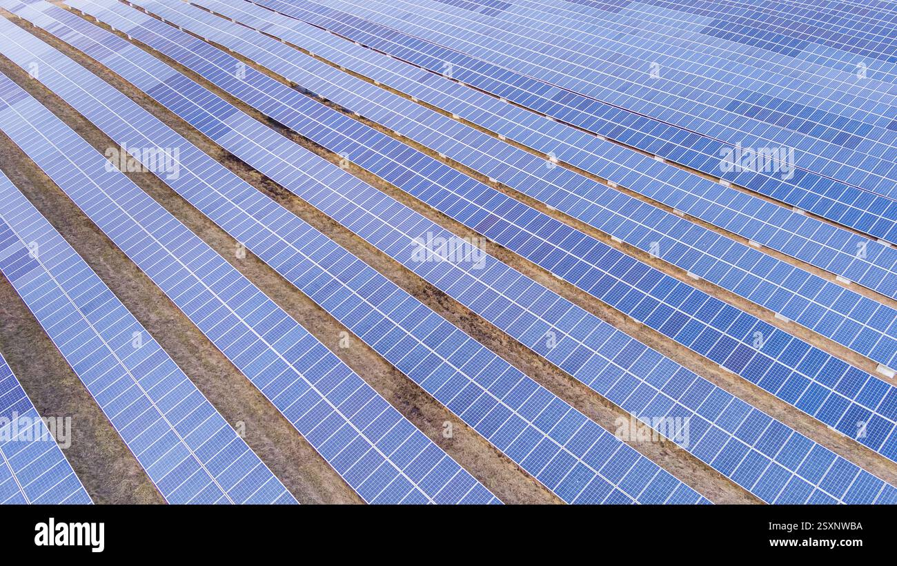 Vue aérienne de la ferme solaire, Pennsylvanie USA Banque D'Images