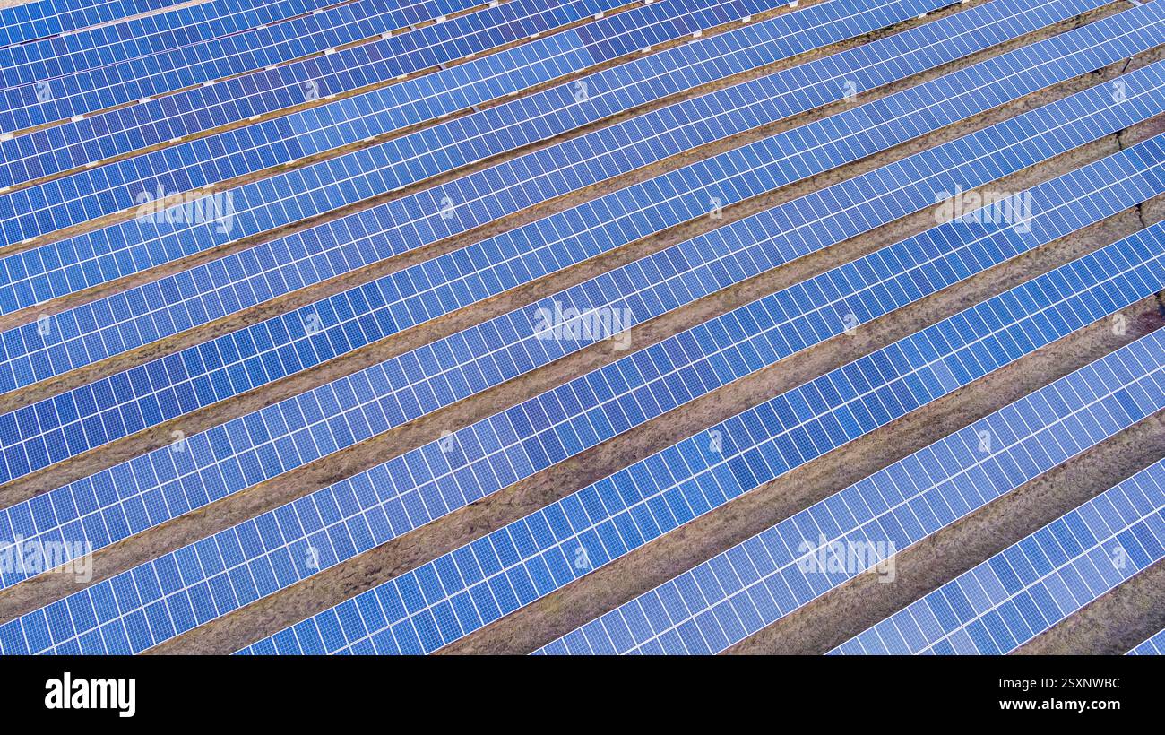 Vue aérienne de la ferme solaire, Pennsylvanie USA Banque D'Images