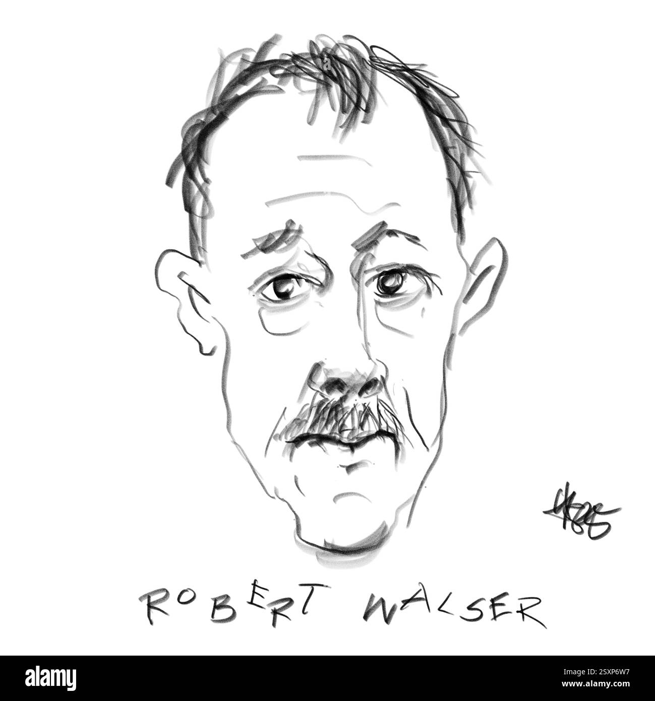 Portrait au crayon de l'auteur Robert Walser Banque D'Images
