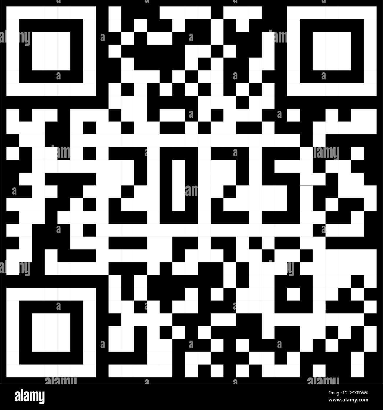 Code QR abstrait sous la forme de la nouvelle année 2025. Illustration de Vecteur