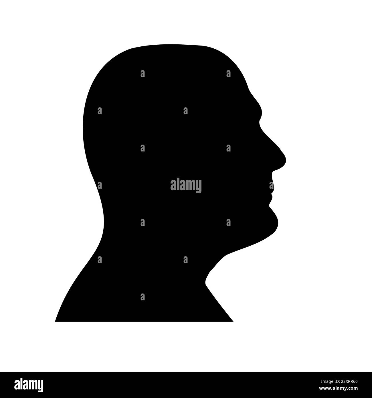 Profil portrait silhouette de visage d'homme. Obésité, poids supplémentaire. Illustration de Vecteur