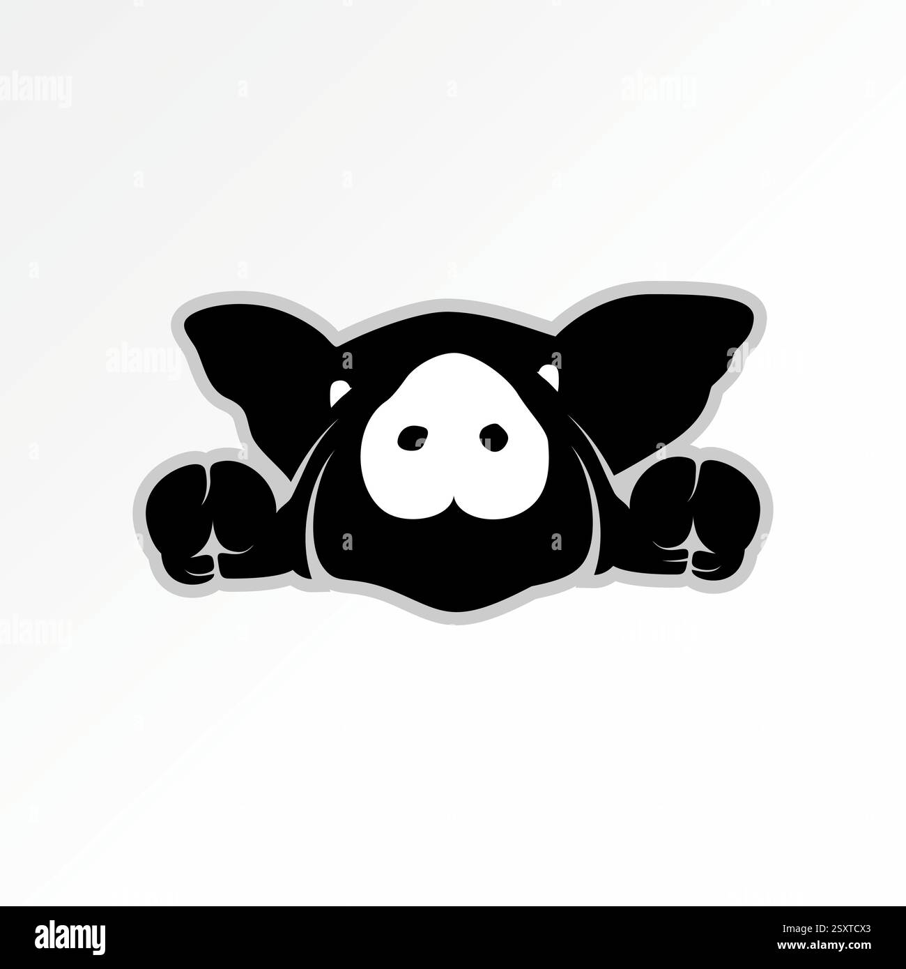 Conception de logo concept graphique créatif premium vecteur image stock haut de gamme de vente tête de porc nez viande restaurant animal ferme porcin caractère d'élevage Illustration de Vecteur