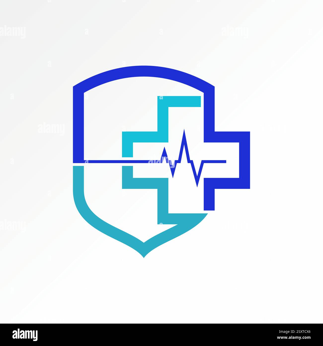 Conception de logo concept graphique créatif premium image stock vectorielle top ligne de vente plus badge de bouclier de soins de santé médical fréquence pharmacie de clinique hospitalière Illustration de Vecteur
