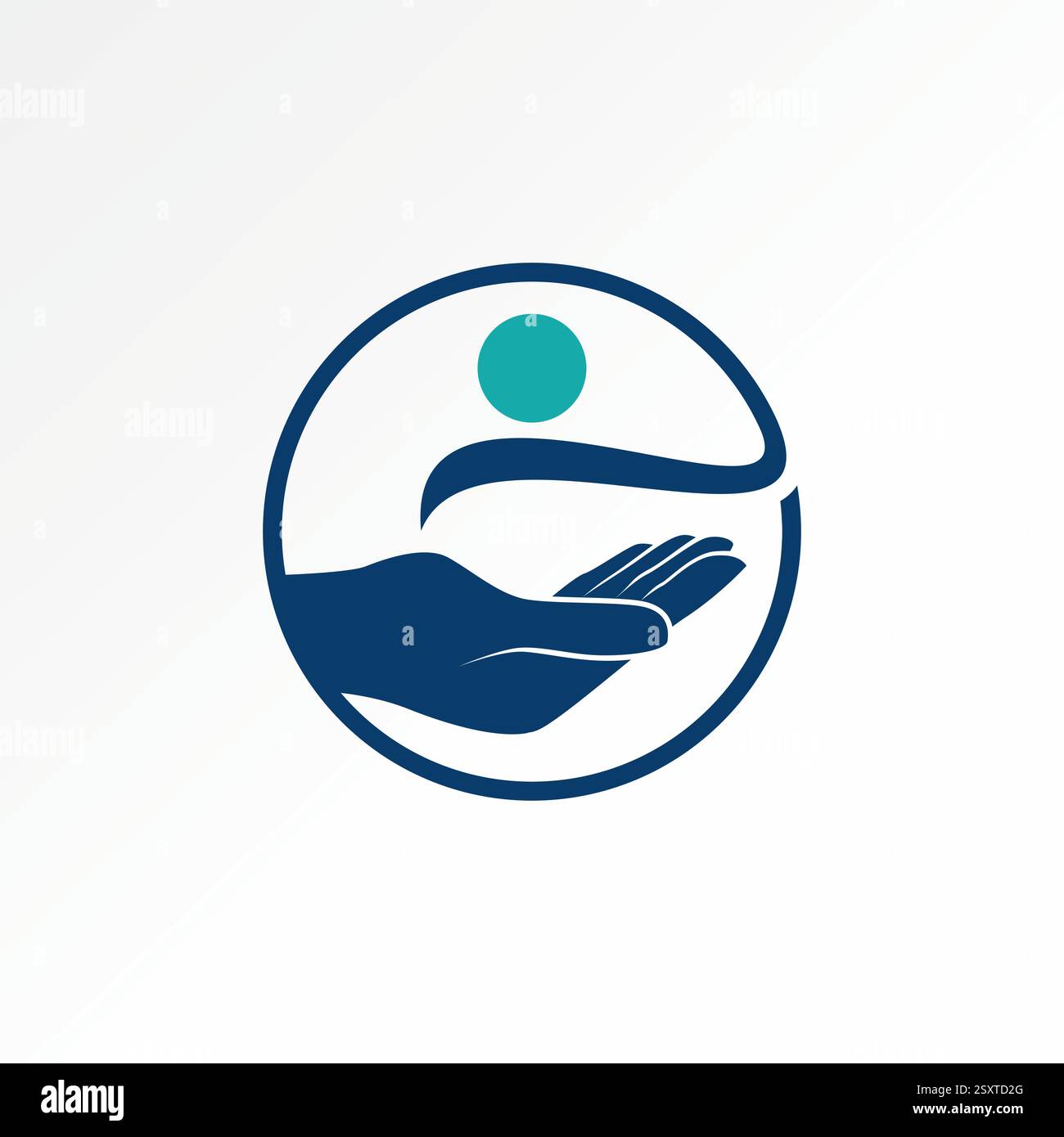 Conception de logo concept graphique créatif premium vecteur image stock top vendre main et silhouette sur la ligne de cercle don de charité toucher frendship Palm aide Illustration de Vecteur