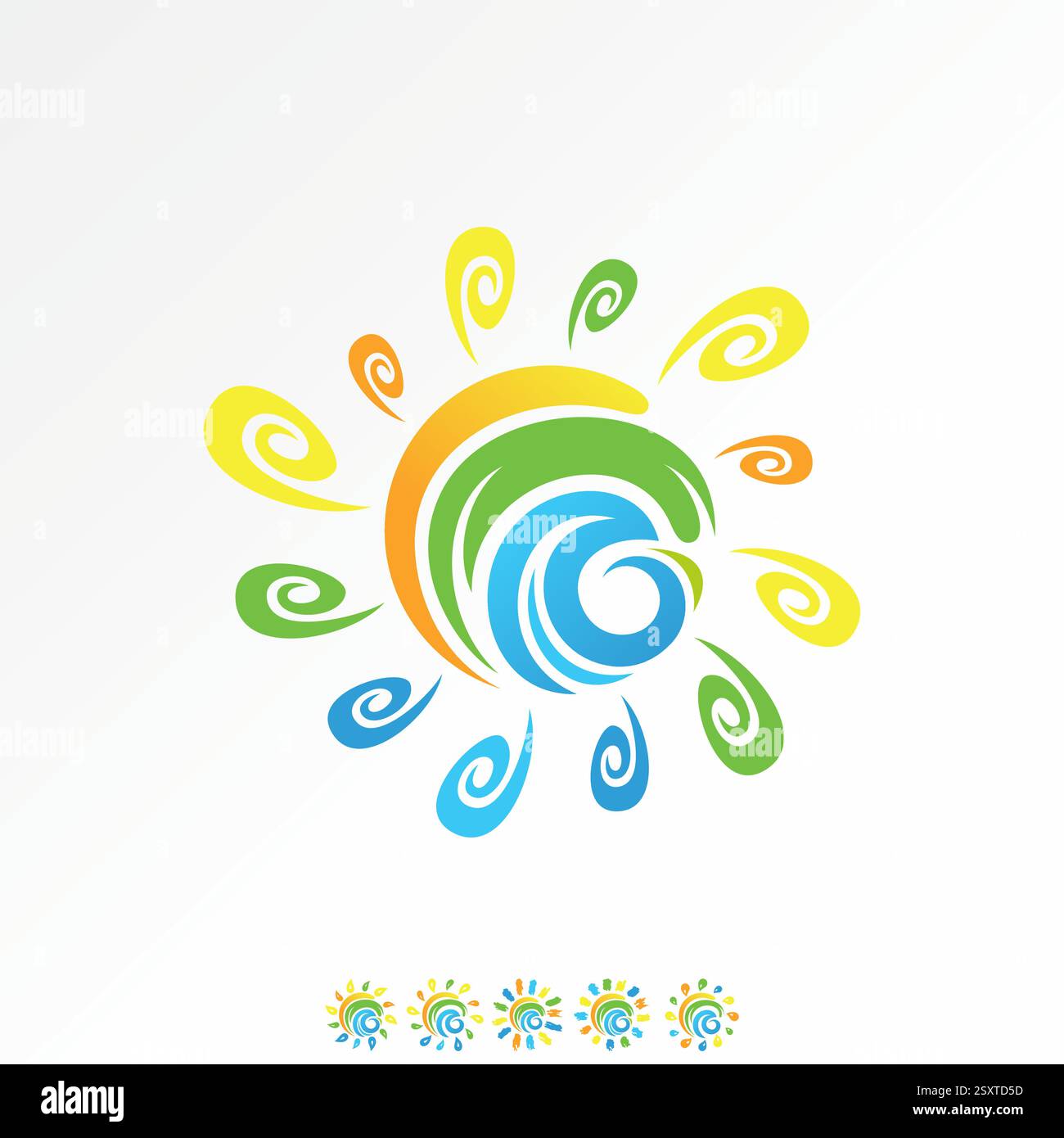 Conception de logo concept graphique créatif premium vecteur image stock top vendre soleil cercle calligraphie abstrait motif scratche pinceau crayon crayon enfants Illustration de Vecteur