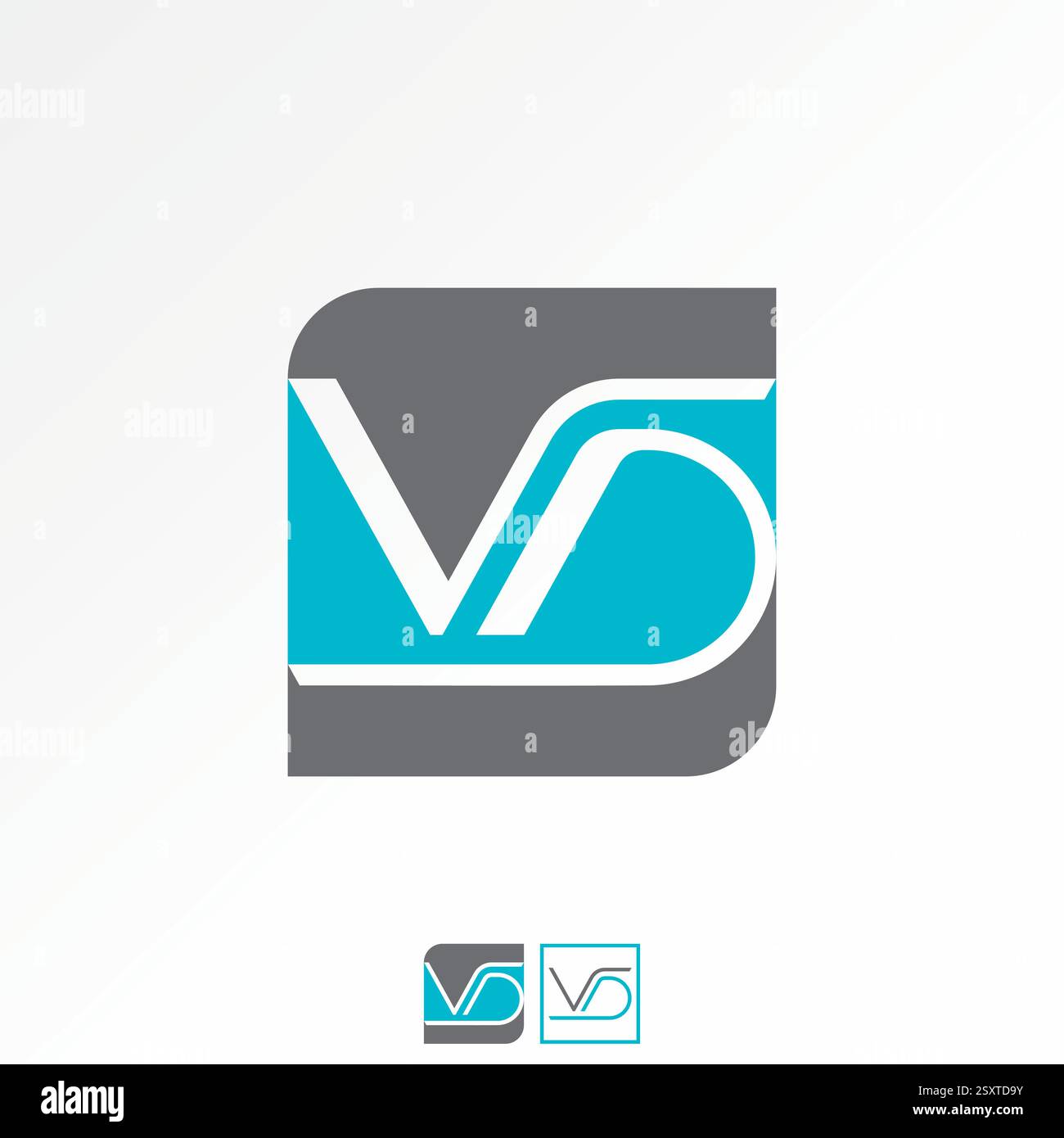 Conception de logo concept graphique créatif premium image stock vectorielle top vendre police VD initiale sur bloc carré de ligne de boucle à la marque de typographie monogramme Illustration de Vecteur
