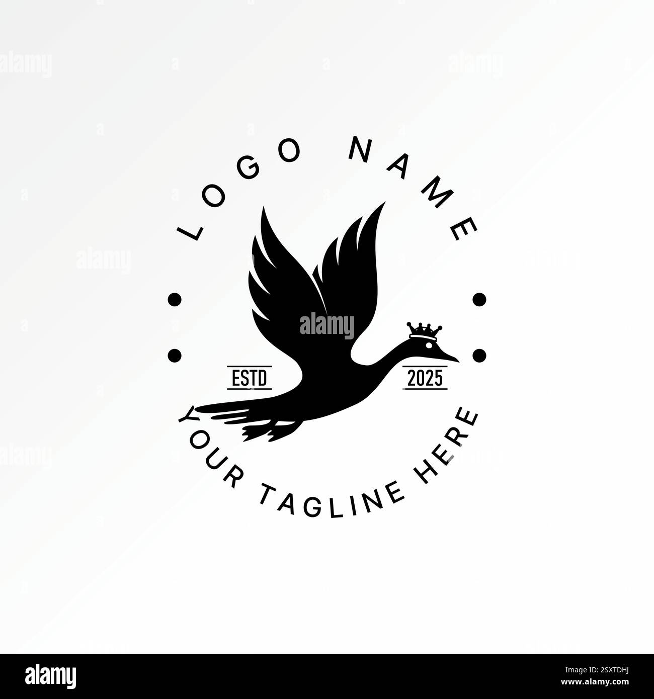 Logo design concept graphique créatif premium vecteur image stock top vendre animal grue canard héron oiseau cigogne cible chasseur de couronne aviaire agriculture Illustration de Vecteur