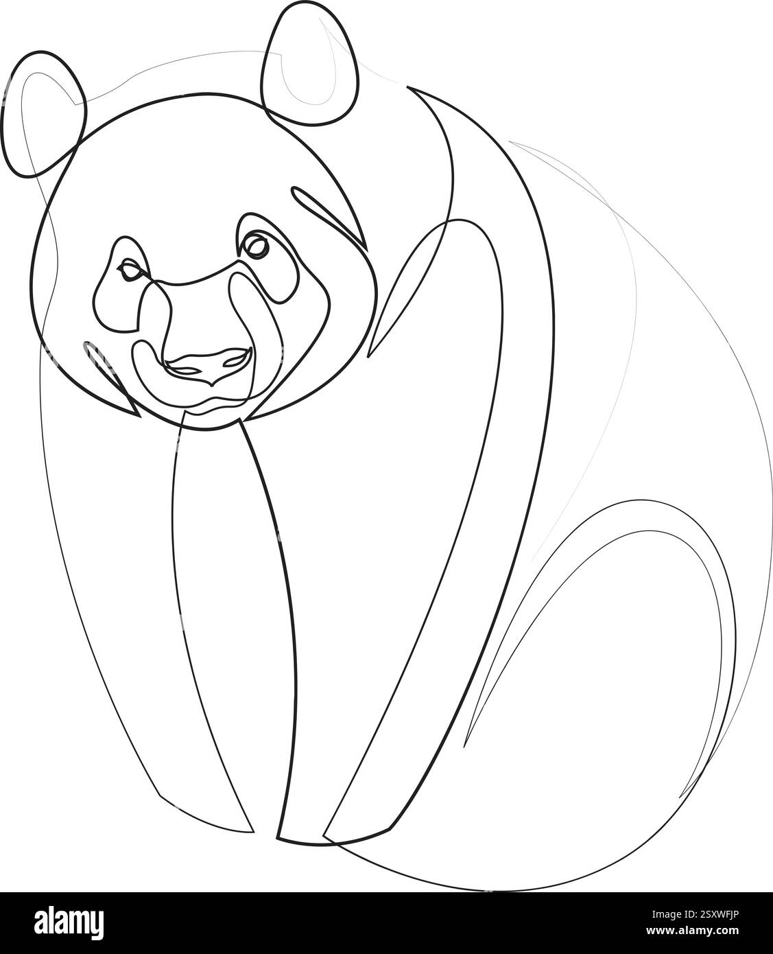 Silhouette à motif ours panda à une ligne. Illustration vectorielle de style minimaliste dessinée à la main Illustration de Vecteur