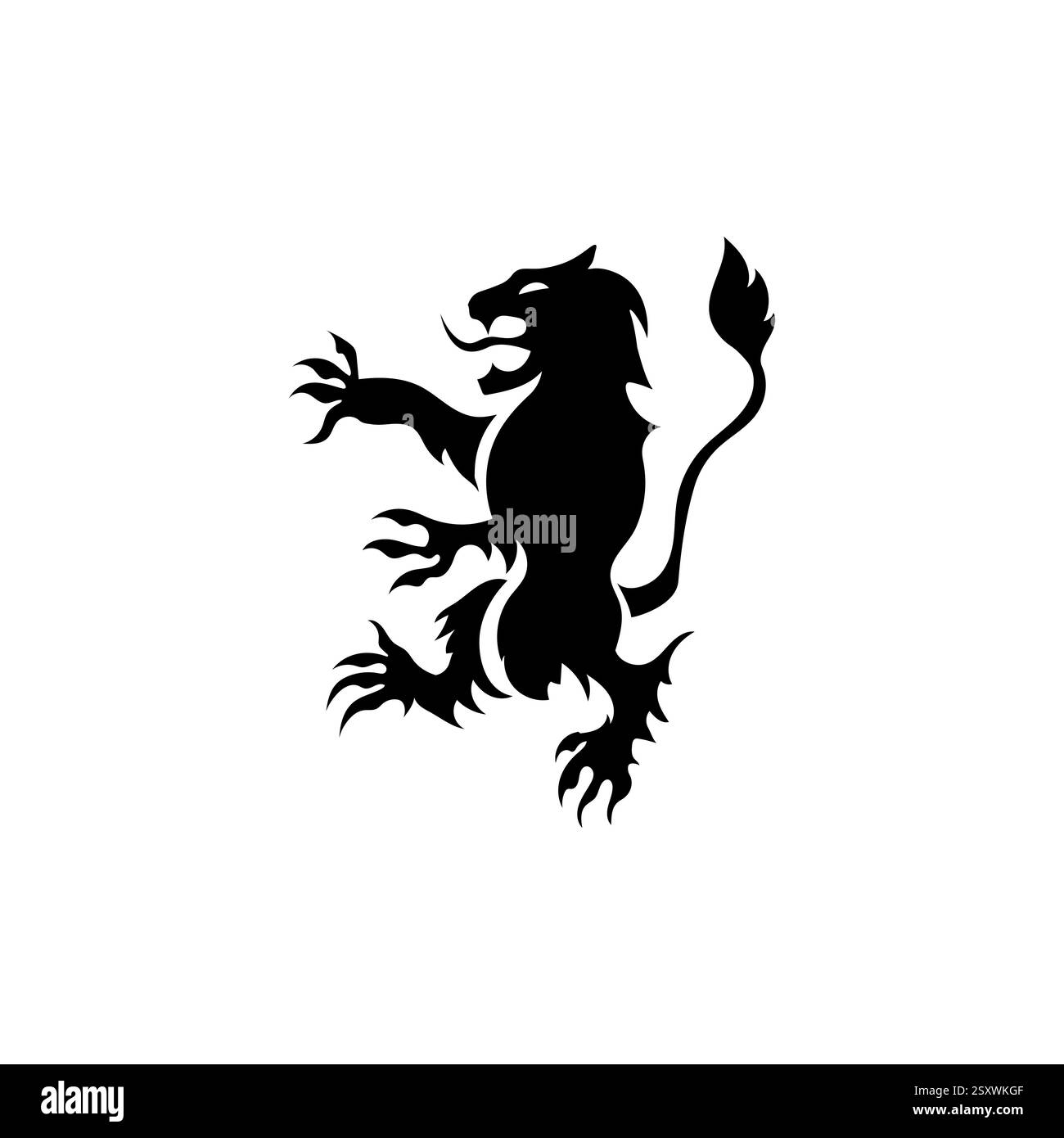 Emblème de lion noir symbolisant la fierté et l'autorité royale. Illustration de Vecteur