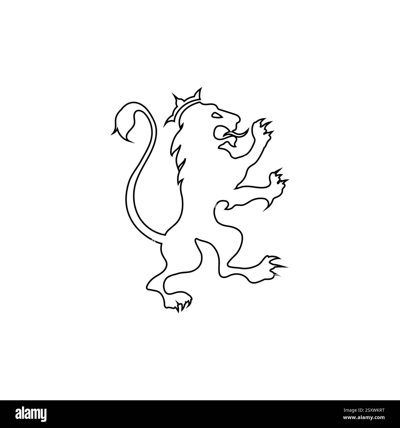 Icône héraldique de lion noir symbolisant la dynastie et la noble valeur. Illustration de Vecteur