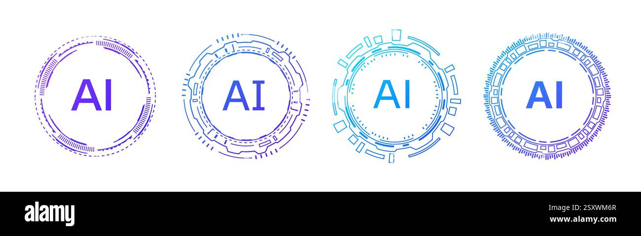 Cadre circulaire ai bleu pour des conceptions technologiques futuristes et modernes. Illustration de Vecteur