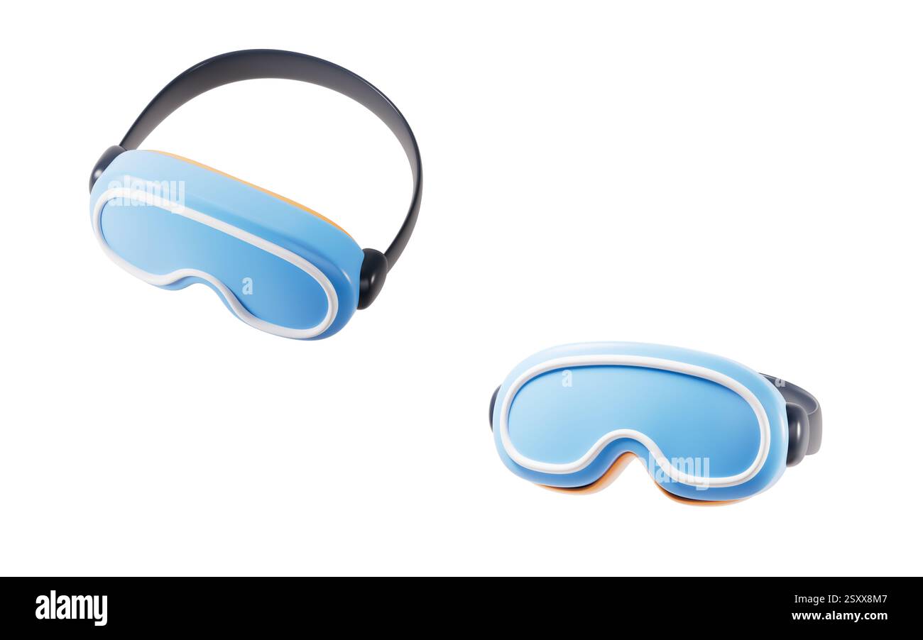 Lunettes de plongée avec style de dessin animé, rendu 3D. Illustration 3D. Banque D'Images