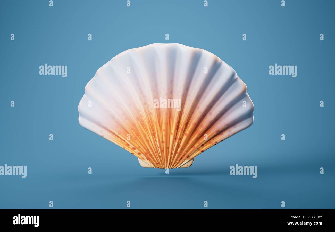Coquille de crête avec style de dessin animé, rendu 3D. Illustration 3D. Banque D'Images