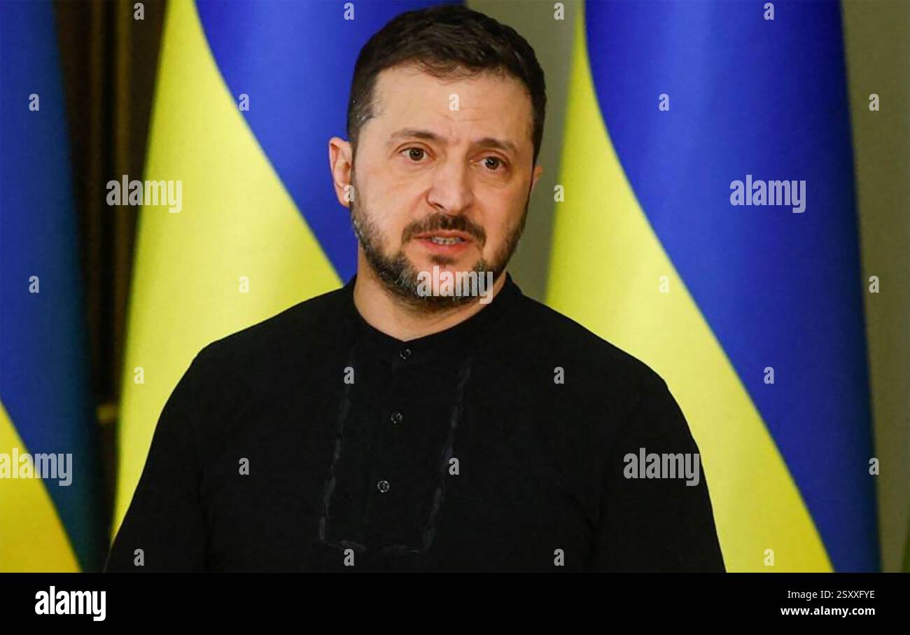 VOLODYMYR ZELINSKY comme président de l'Ukraine en février 2025. Photo : UOPO Banque D'Images