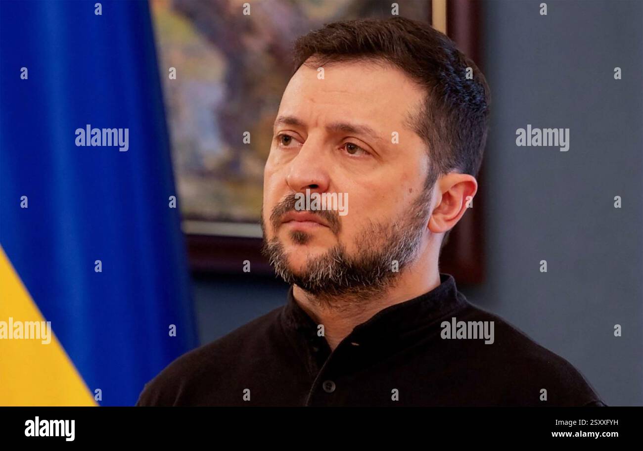 VOLODYMYR ZELINSKY comme président de l'Ukraine en février 2025. Photo : UOPO Banque D'Images