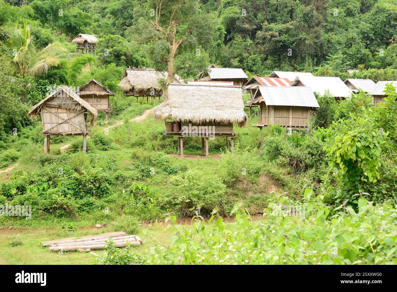 Ban Chaleunsouk. Petit village près de Luang Namtha au nord de Lao Banque D'Images