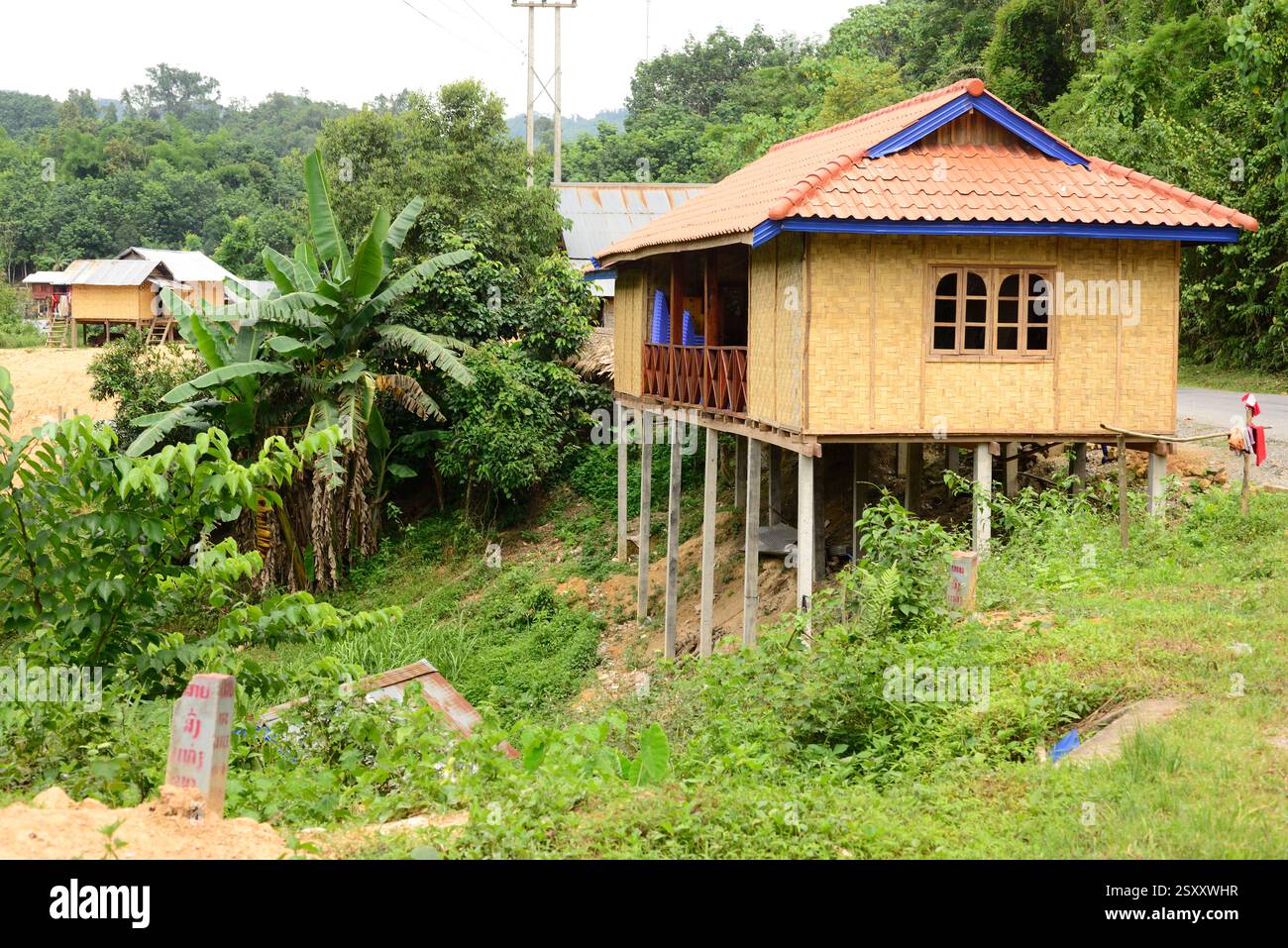 Ban Pak Nam Leuang. Petit village près de Luang Namtha au nord de Lao Banque D'Images