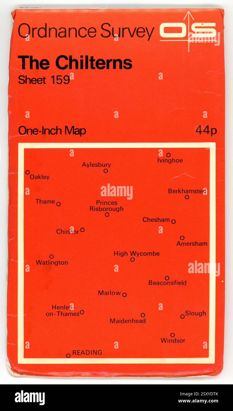 Carte Vintage Ordnance Survey for the Chilterns, feuille 159, carte d'un pouce, date de publication 1968, Royaume-Uni Banque D'Images