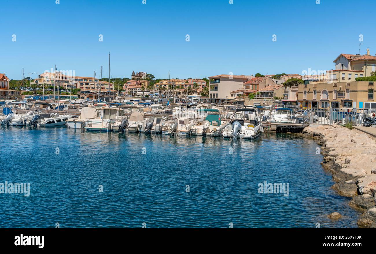 Impression de Sausset-les-Pins, commune balnéaire de Provence dans le sud de la France Banque D'Images