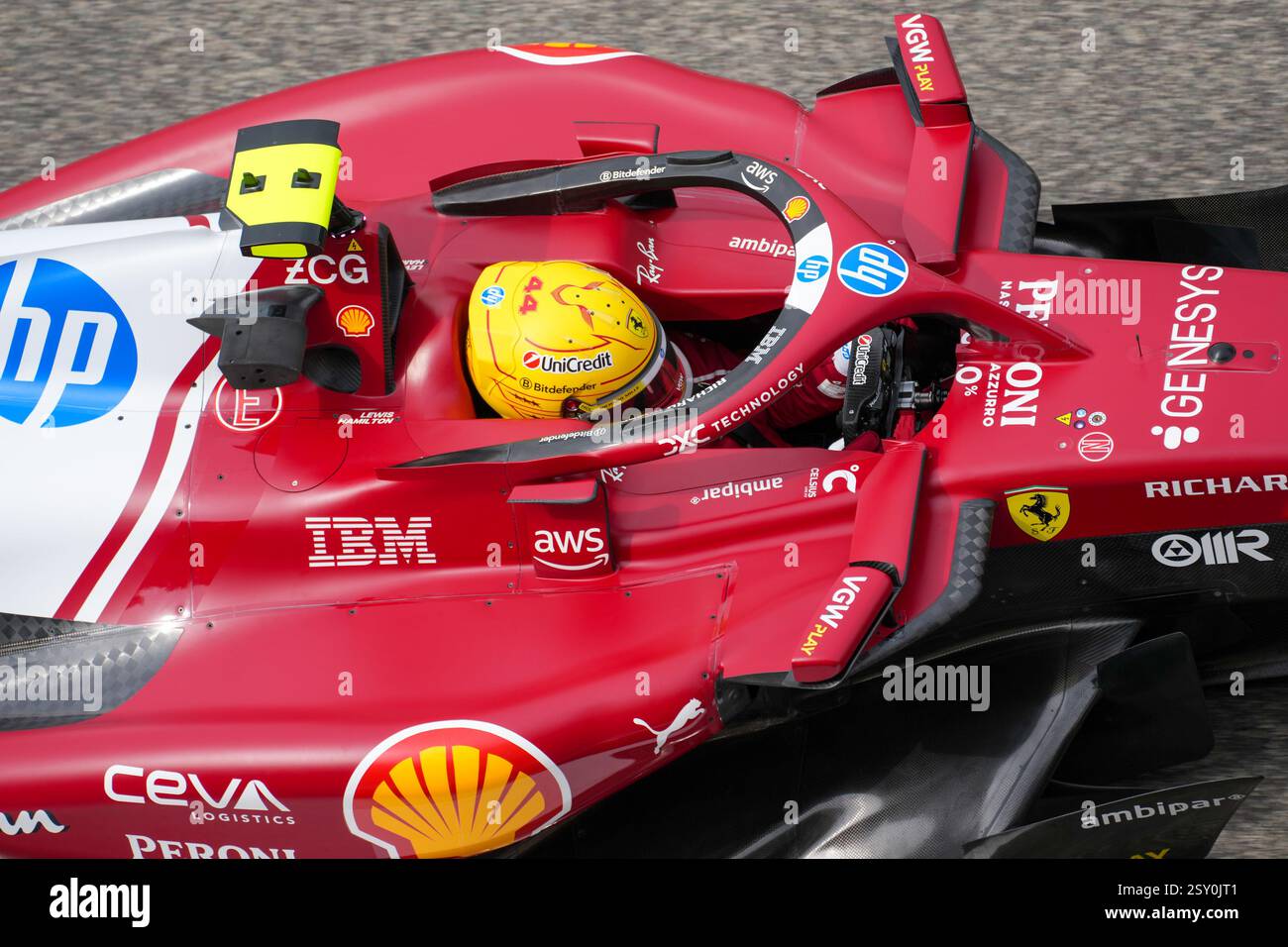 Sakhir, Bahreïn. 26 février 2025. Lewis Hamilton, lors des essais de formule 1, au Bahrain International circuit. Crédit : Alessio Morgese/Alessio Morgese/Emage/Alamy Live news Banque D'Images