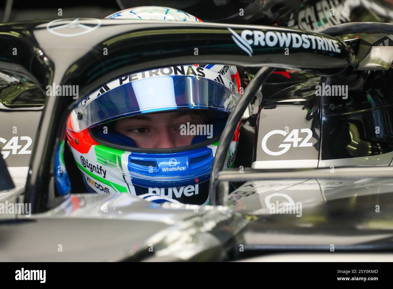 Sakhir, Bahreïn. 26 février 2025. Andrea Kimi Antonelli, lors des essais de formule 1, sur le circuit international de Bahreïn. Crédit : Alessio Morgese/Alessio Morgese/Emage/Alamy Live news Banque D'Images