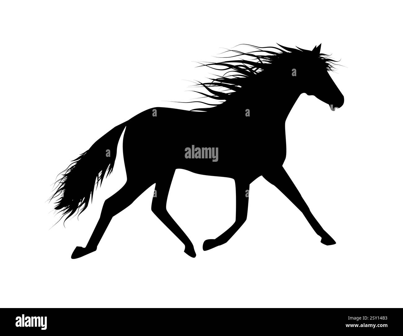 Silhouette d'un cheval courant. dessin à la main. Pas ai, illustration vectorielle. Illustration de Vecteur