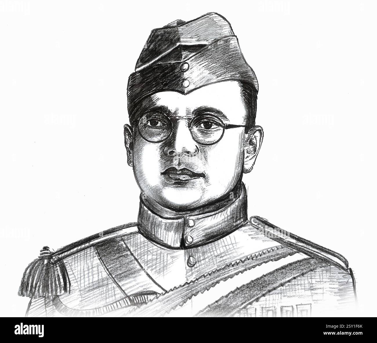 Croquis de Netaji Subhash Chandra Bose, de l'Inde, l'Asie Banque D'Images