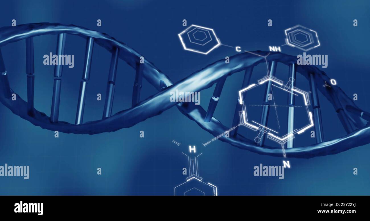 Image du brin d'adn sur la formule chimique Banque D'Images