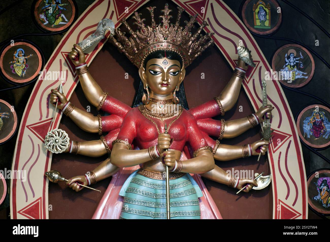 Statue de la déesse durga à kolkata, Calcutta, Inde, Asie Banque D'Images