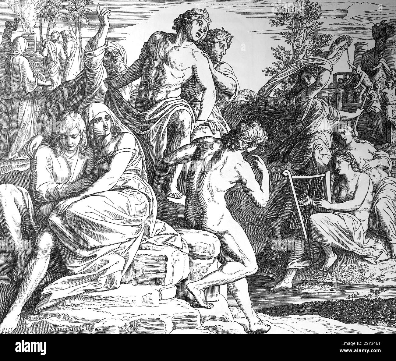 Ancien Testament. Les enfants de Dieu se mêlent aux enfants du monde. Genèse. Illustration par J. Schnorr von Carolsfeld. 'The Picture Bible', 1852-60. Banque D'Images