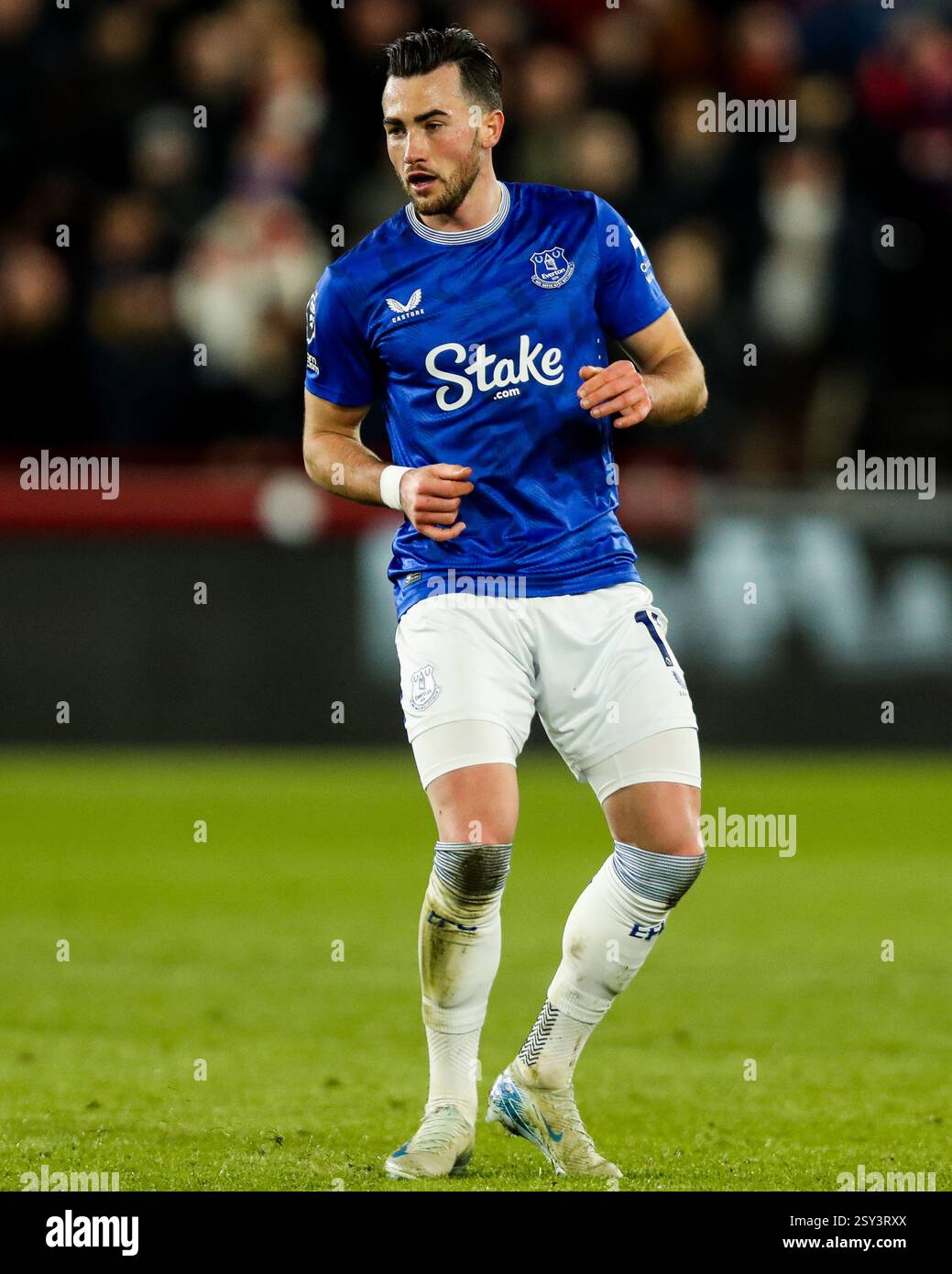 Jack Harrison d'Everton en action lors du match de premier League Brentford vs Everton au Gtech Community Stadium, Londres, Royaume-Uni, 26 février 2025 (photo par Izzy Poles/News images) à Londres, Royaume-Uni le 26/02/2025. (Photo Izzy Poles/News images/SIPA USA) Banque D'Images