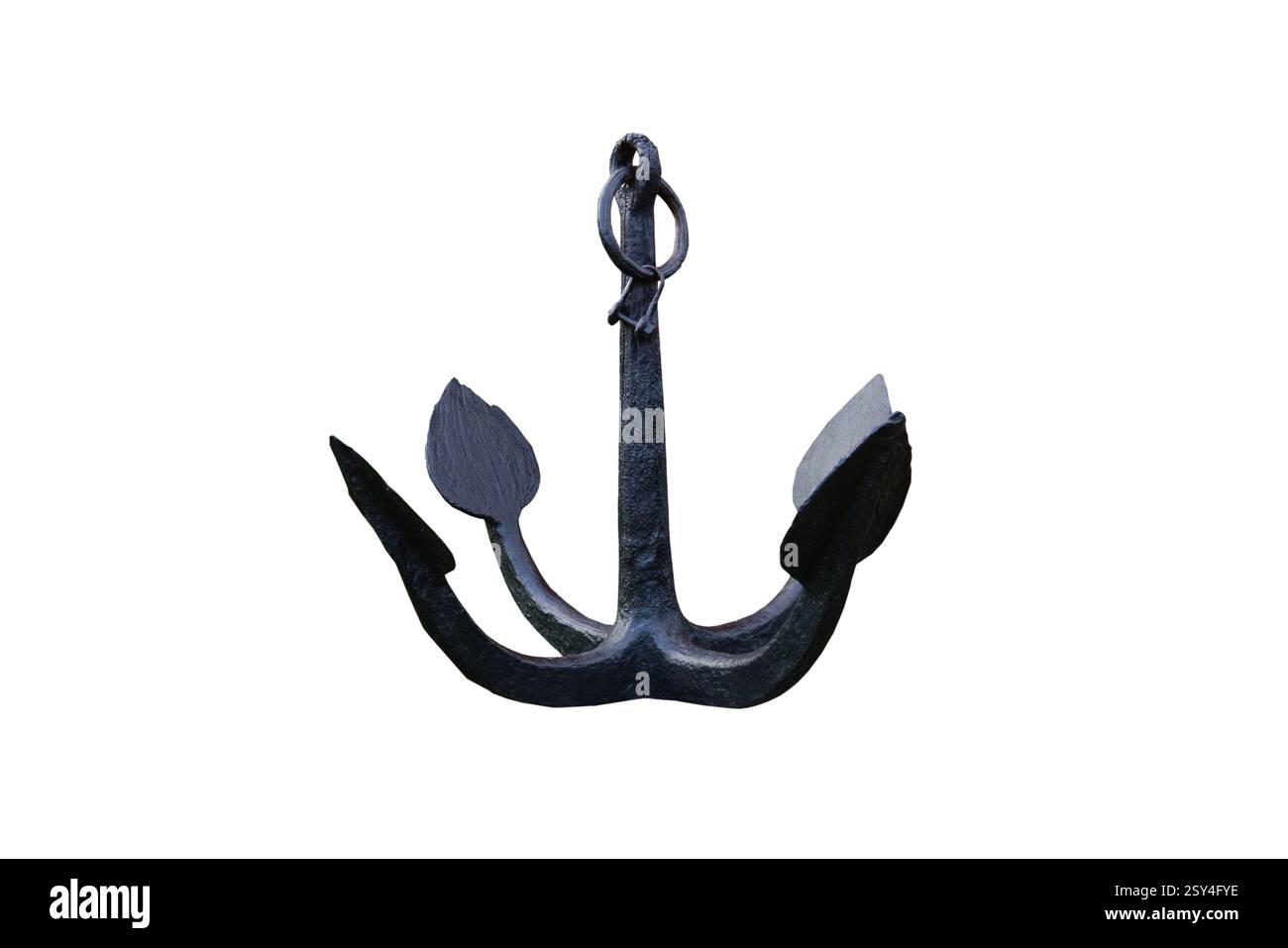 vieille ancre en métal isolée sur un fond blanc Banque D'Images
