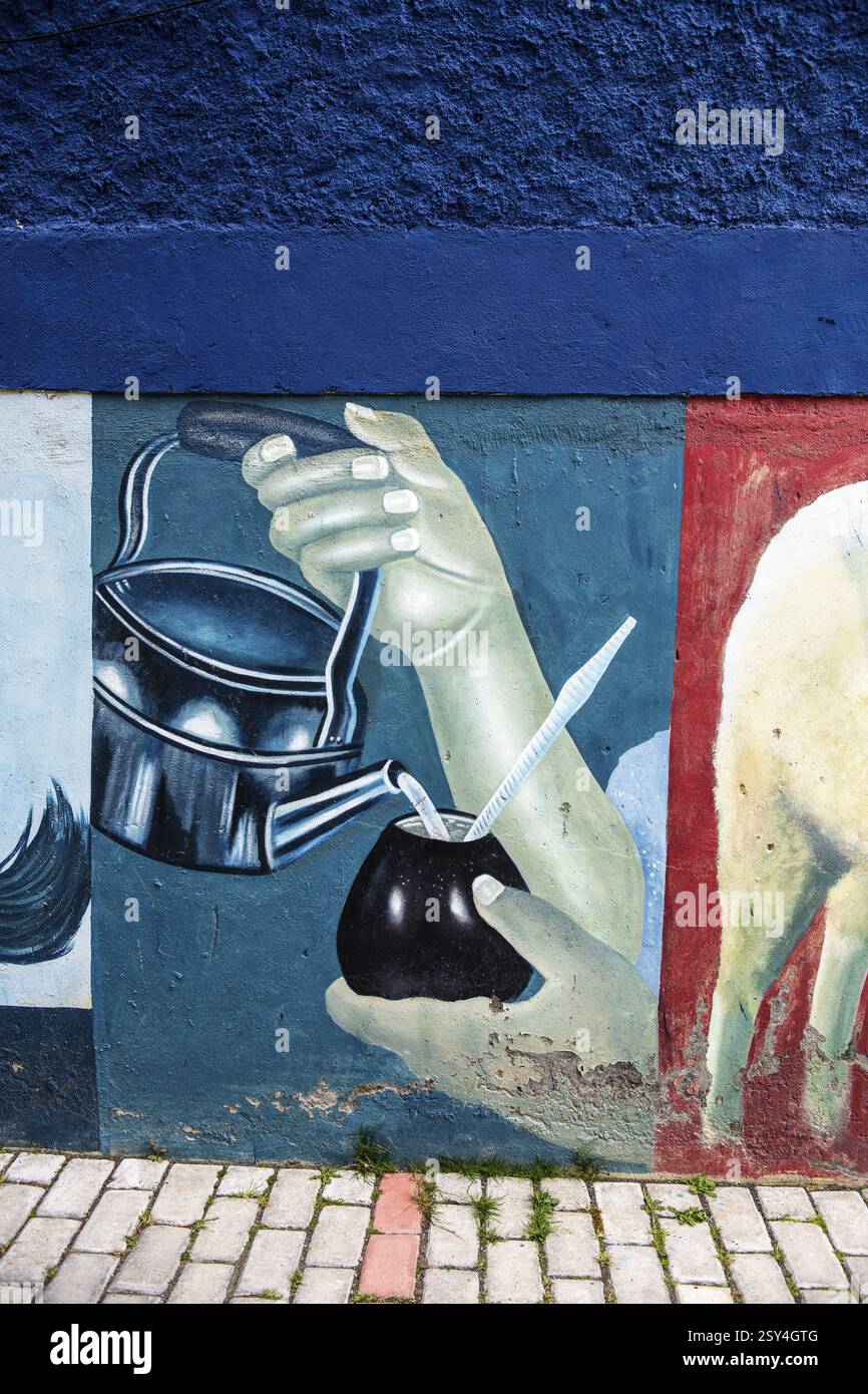 Thé mural mate, Puerto Natales, Patagonie, Chili, Amérique du Sud Banque D'Images