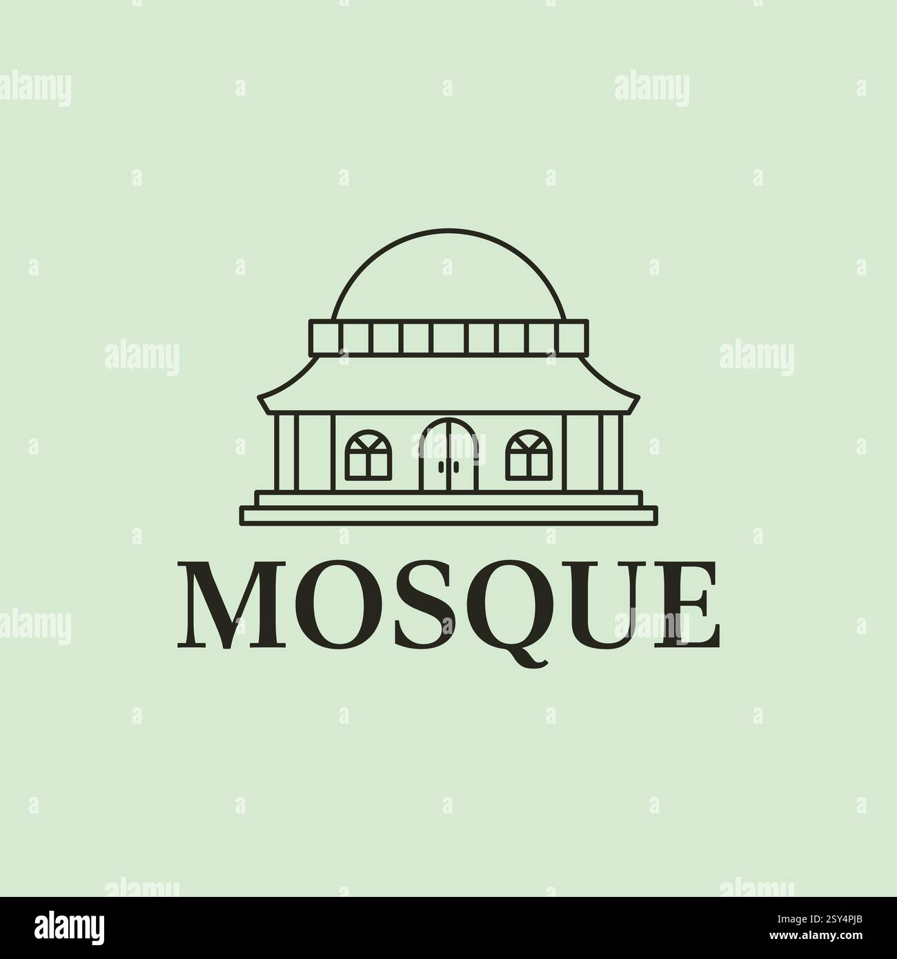 conception minimaliste de mosquée d'art de logo vectoriel Illustration de Vecteur