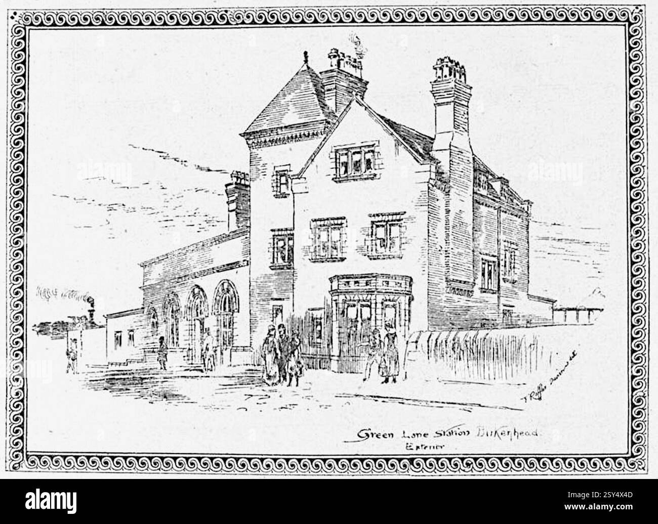 Thomas Raffles Davison-extérieur de la station Green Lane, Birkenhead. Gare d'où partent les trains pour Liverpool via le tunnel ferroviaire Mersey Banque D'Images
