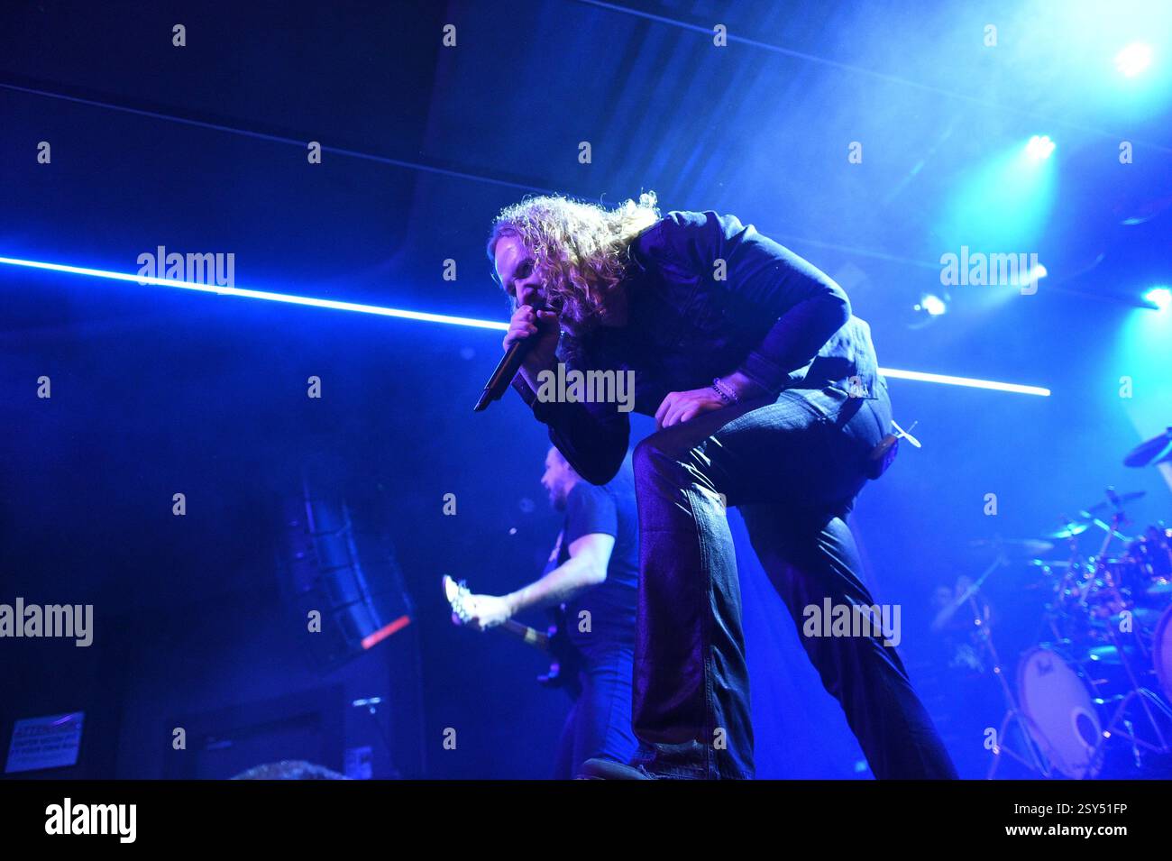 Mikael Stanne, Dark Tranquillity, groupe de death metal mélodique suédois de Gothenburg, concert live, Melbourne, Australie. Banque D'Images