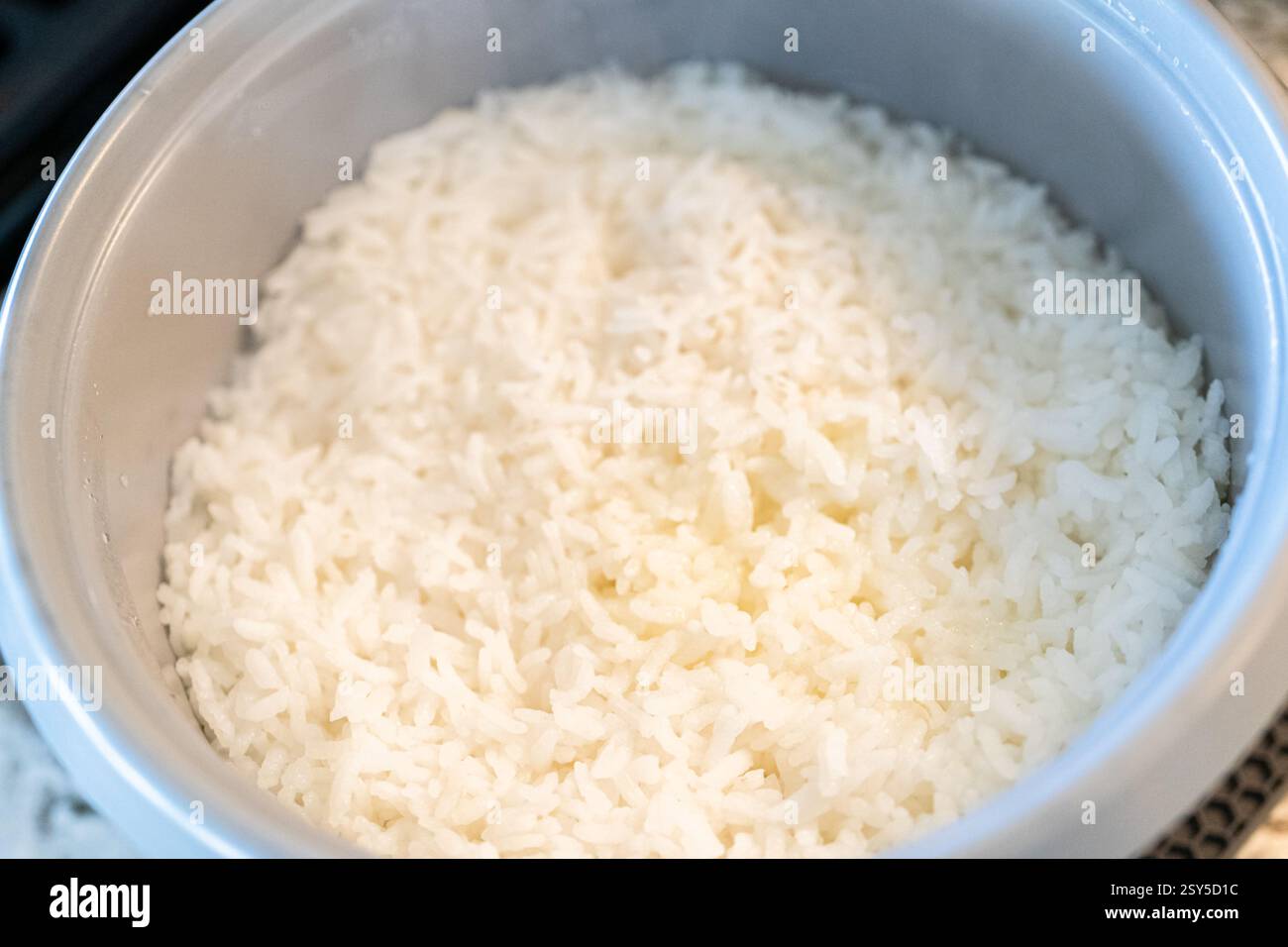 Calrose Rice Delight : cuisson sans effort dans un cuiseur à riz Banque D'Images Calrose Rice Delight : cuisson sans effort dans un cuiseur à riz Banque D'Images