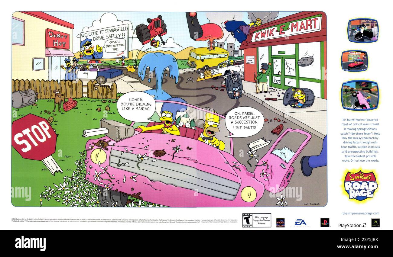 Rode Rage Simpsons 2001 The Simpsons : Road Rage par radical Entertainment ; édité par EA ...