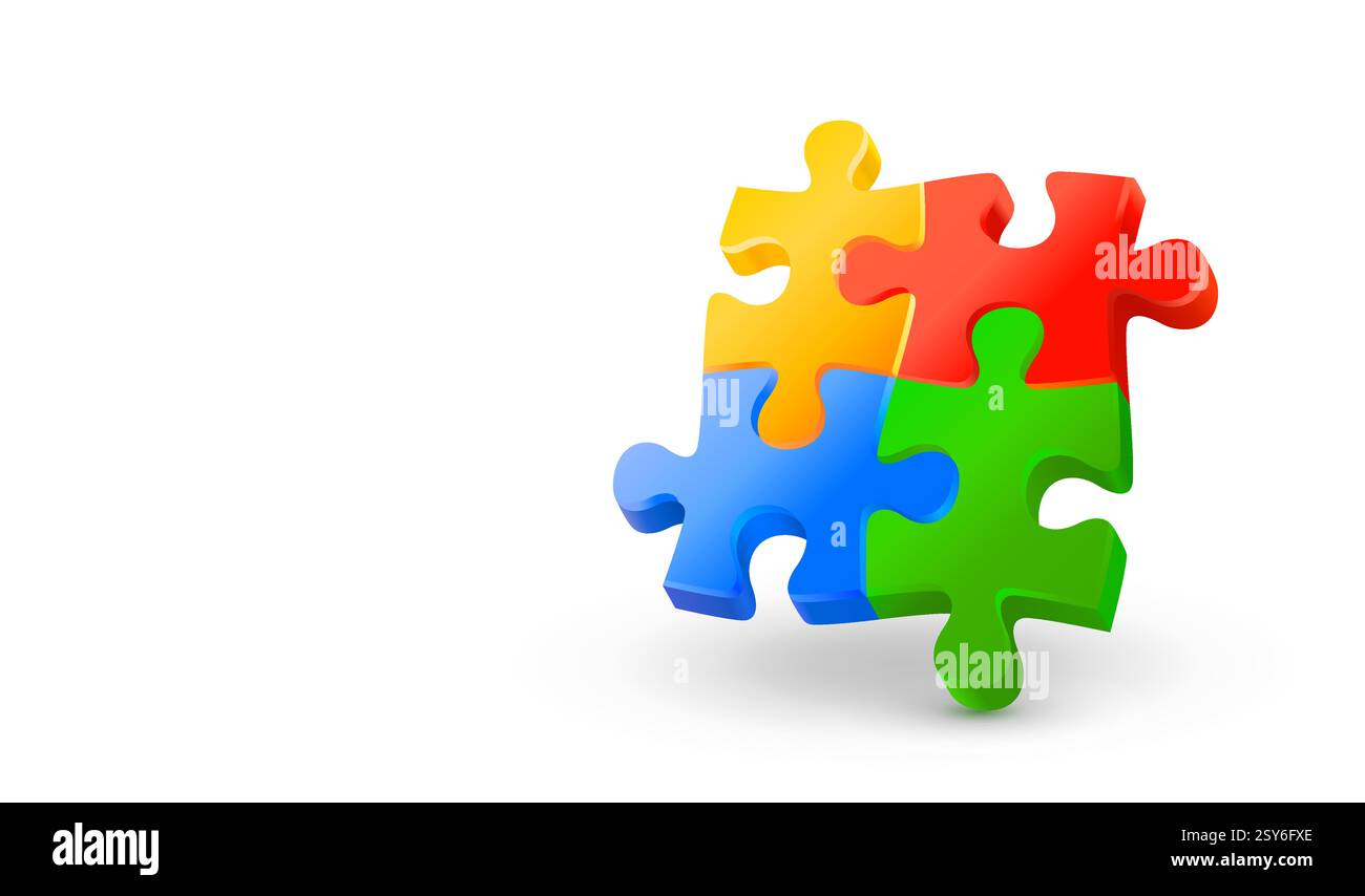 Pièces de puzzle colorées, fragments de mosaïque de jeu. Vecteur Illustration de Vecteur