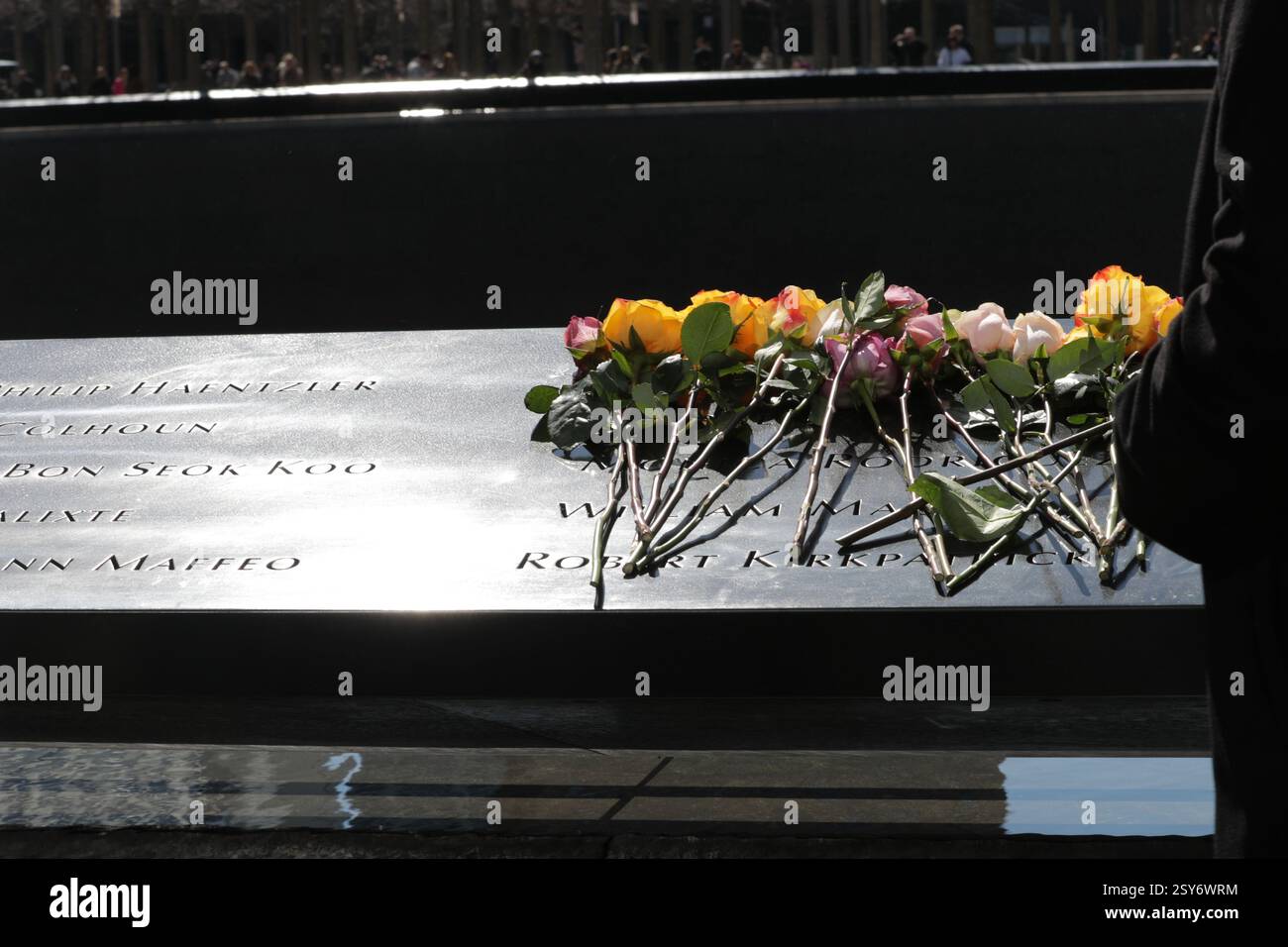 NY, États-Unis. 26 février 2025. NEW YORK, NEW YORK - FÉVRIER 26 : un pompier pose une fleur sur le nom du défunt lors d'une cérémonie solennelle marquant l'anniversaire de l'attentat du World Trade Center de 1993 au Mémorial de 9/11. L'événement a honoré les six victimes qui ont perdu la vie dans l'attaque, avec des familles, des premiers intervenants et des officiels réunis pour rendre hommage. (Crédit image : © Luiz Rampelotto/ZUMA Press Wire) USAGE ÉDITORIAL SEULEMENT! Non destiné à UN USAGE commercial ! Banque D'Images NY, États-Unis. 26 février 2025. NEW YORK, NEW YORK - FÉVRIER 26 : un pompier pose une fleur sur le nom du défunt lors d'une cérémonie solennelle marquant l'anniversaire de l'attentat du World Trade Center de 1993 au Mémorial de 9/11. L'événement a honoré les six victimes qui ont perdu la vie dans l'attaque, avec des familles, des premiers intervenants et des officiels réunis pour rendre hommage. (Crédit image : © Luiz Rampelotto/ZUMA Press Wire) USAGE ÉDITORIAL SEULEMENT! Non destiné à UN USAGE commercial ! Banque D'Images