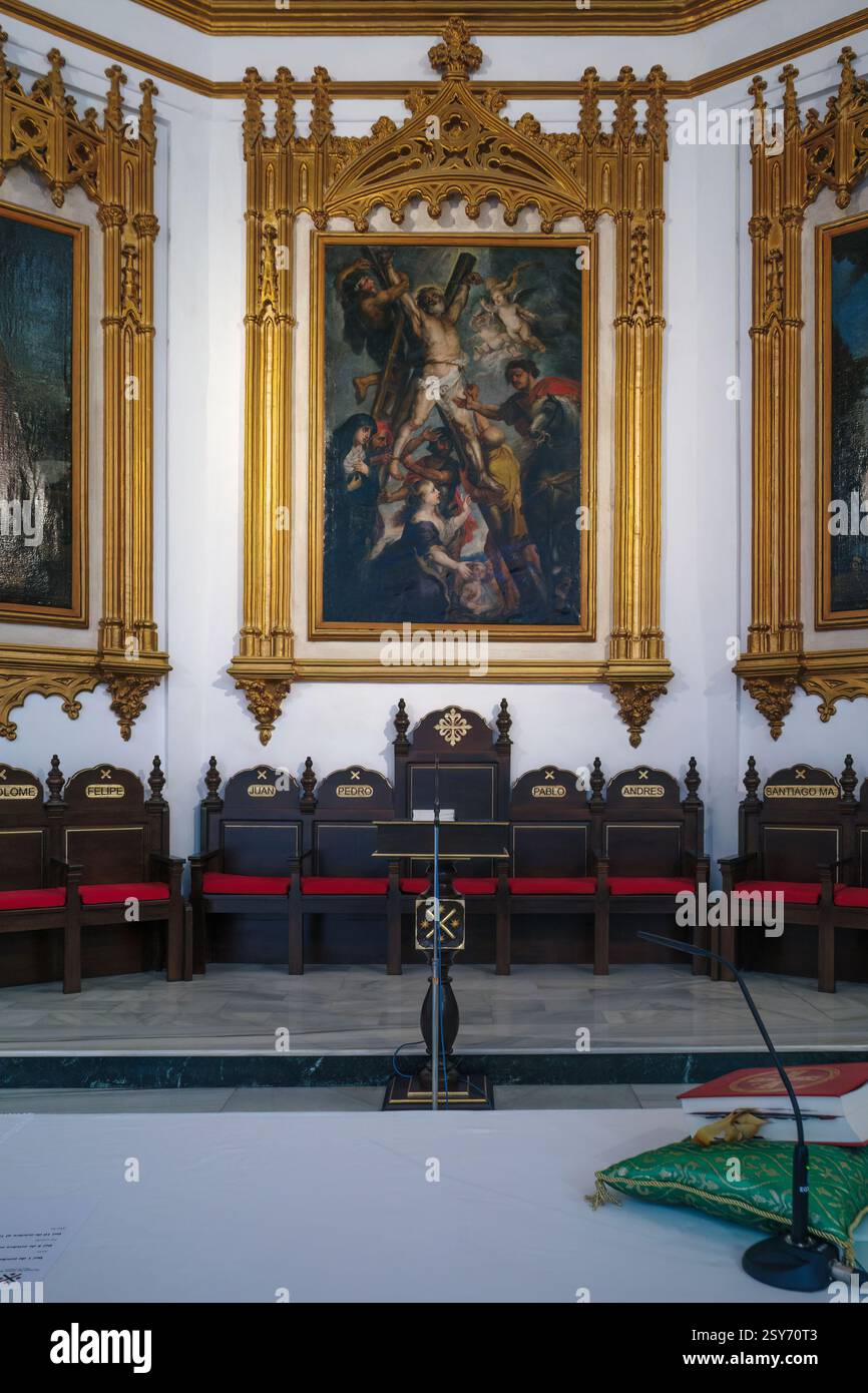 Église de San Andres dans le centre-ville déclaré site historique et artistique de moral de Calatrava, province de Ciudad Real, Castilla la Mancha, Espagne Banque D'Images