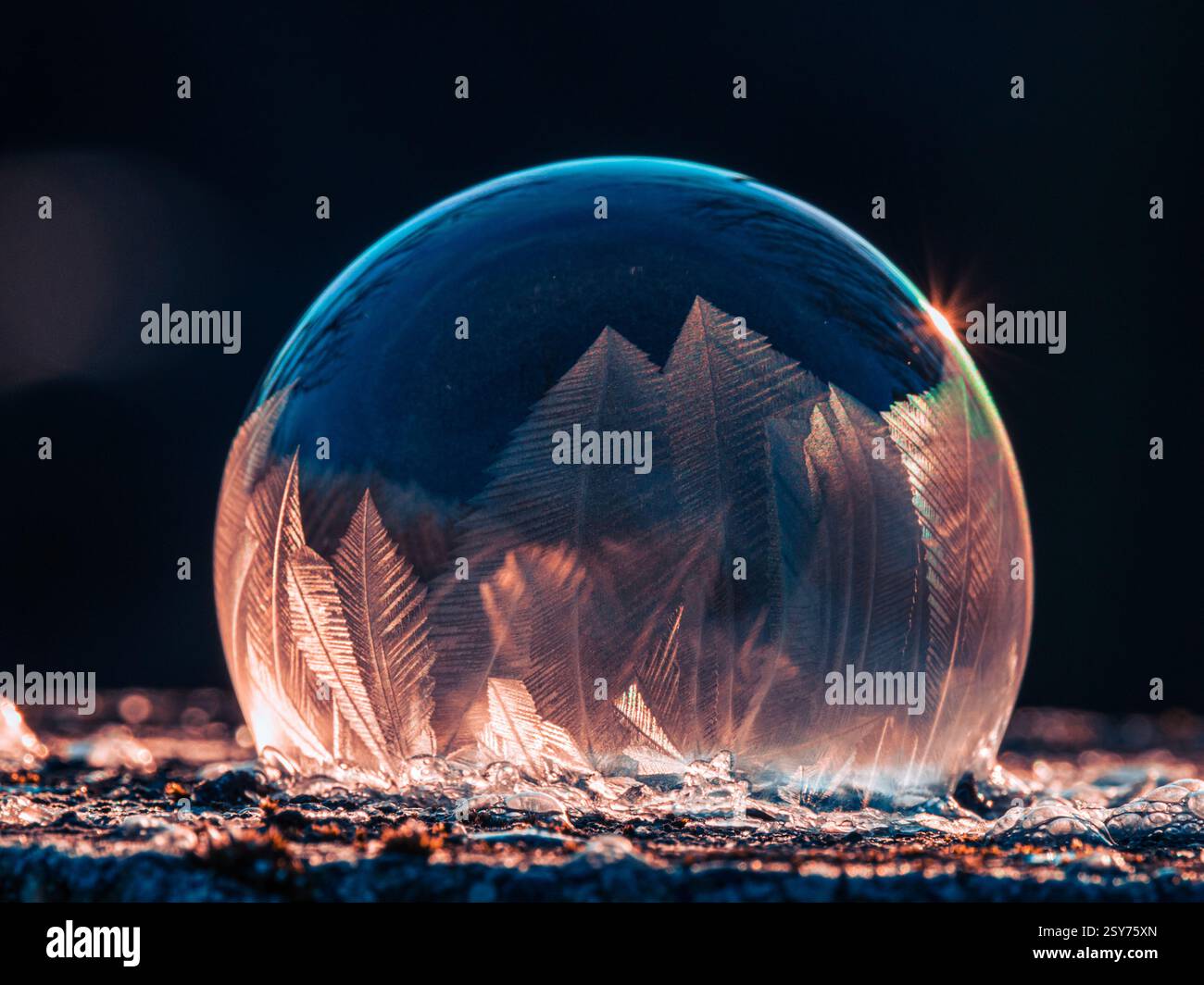 La bulle enfermée dans la glace Banque D'Images
