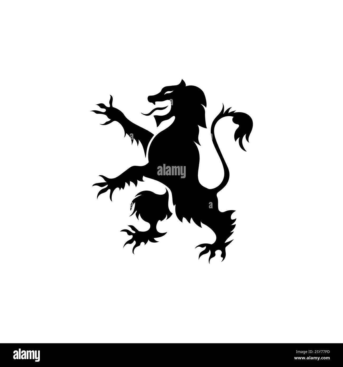 Silhouette de lion héraldique noire pour des motifs nobles et royaux. Illustration de Vecteur