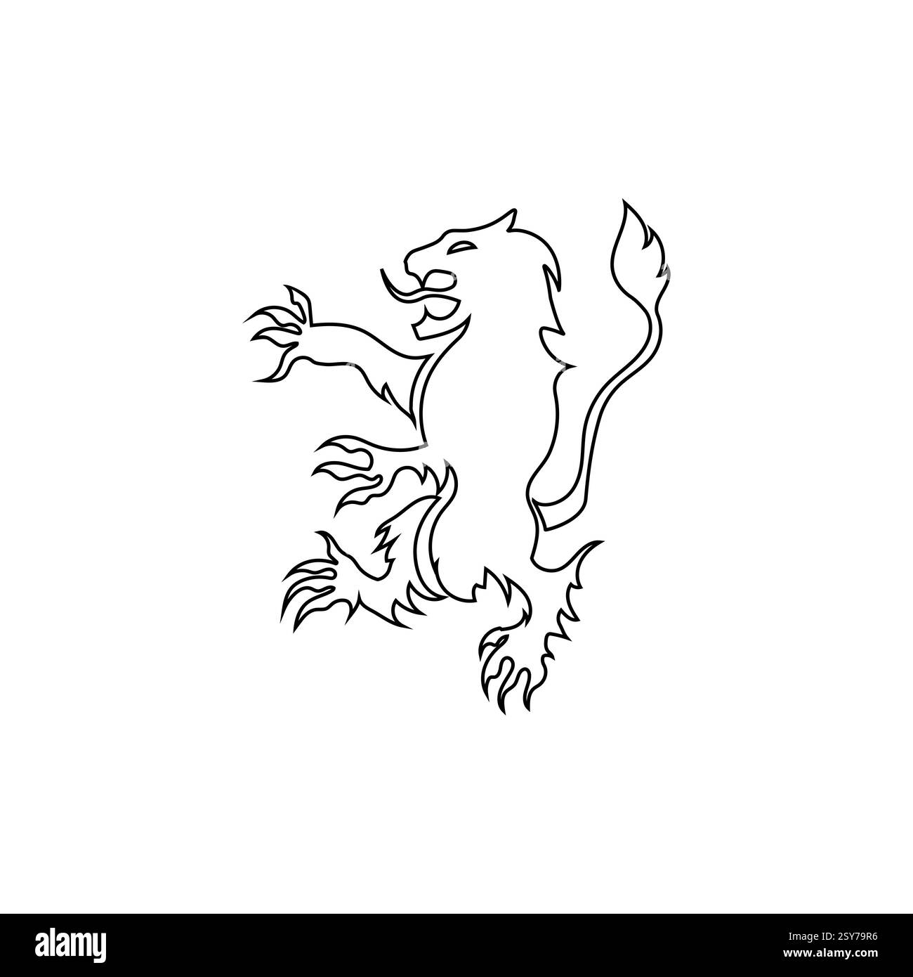 Icône de lion héraldique noir pour des thèmes royaux et médiévaux. Illustration de Vecteur