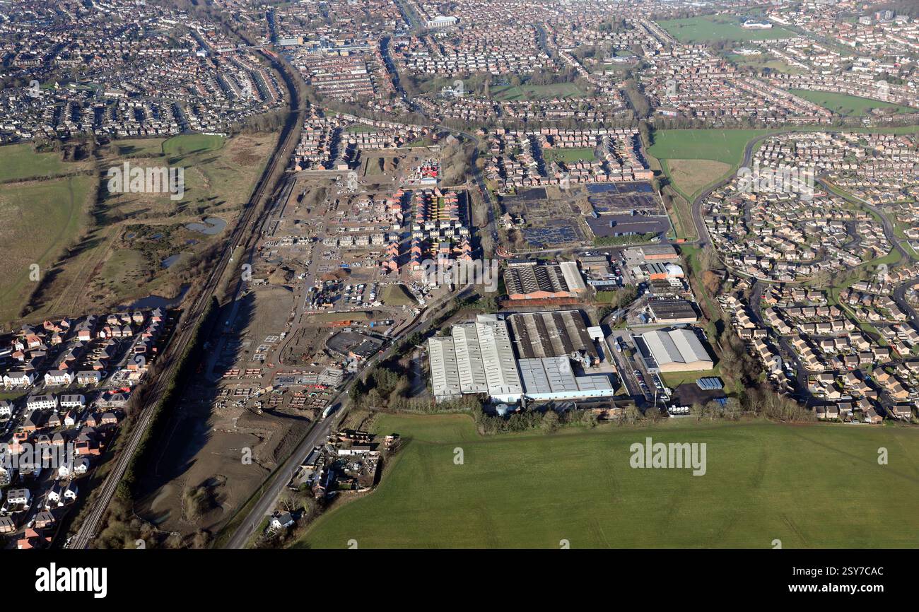 Vue aérienne de la région de Manston à l'est de Leeds, regardant vers l'ouest en direction de Cross Gates Banque D'Images