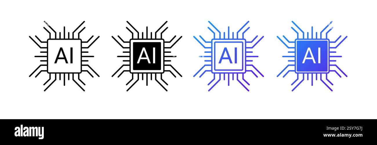 Logo futuriste avec circuits pour l'IA et l'innovation numérique. Illustration de Vecteur
